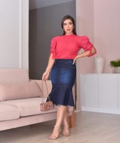 XICA0006 - Saia Babado Barra Azul Degradê